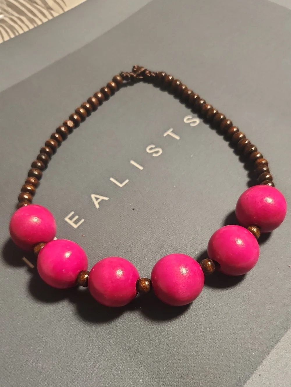 paparazzi Hot Pink and Brown Beaded Necklace